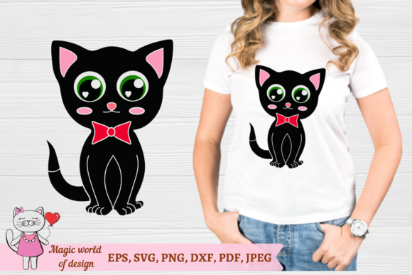 Black Kitten SVG, Baby Cat SVG: Graphics for T-Shirt Designs
